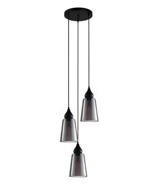 JEREZ: Bronze Amber/ Smokey Black Ellipse Glass Flat Top Pendant Lights 2