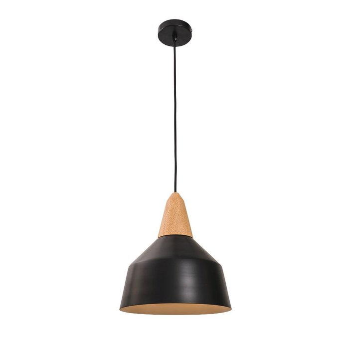 SUSPENDED PENDANT 260X290MM WITH E27 BASE WOODGRAIN AND BLACK