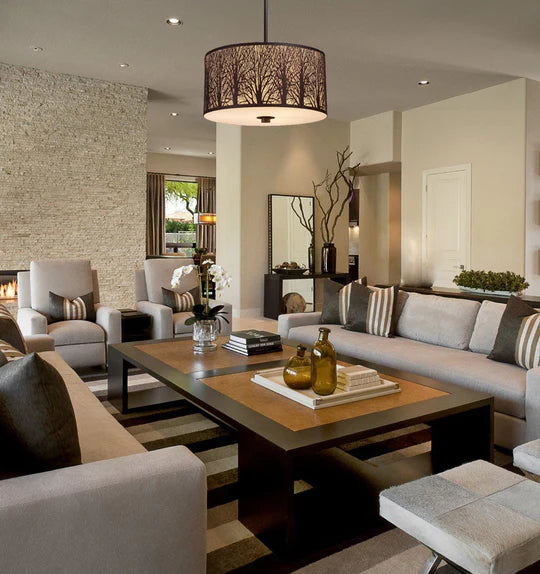 AUTUMN: Aged Bronze with Amber Lining Pendant Light