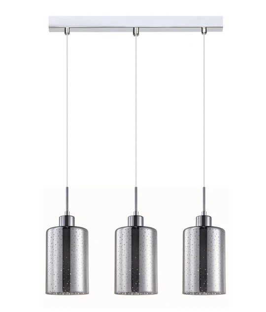ESPEJO3: Interior Iron & Chrome Oblong Glass with Dotted Effect Pendant Lights