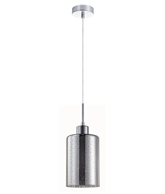 ESPEJO3: Interior Iron & Chrome Oblong Glass with Dotted Effect Pendant Lights