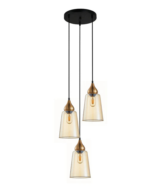 JEREZ: Bronze Amber/ Smokey Black Ellipse Glass Flat Top Pendant Lights 2