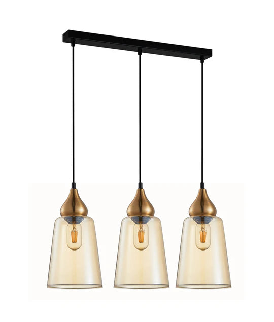 JEREZ: Bronze Amber/ Smokey Black Ellipse Glass Flat Top Pendant Lights 1