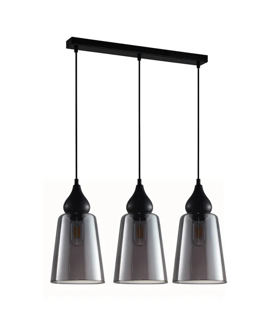 JEREZ: Bronze Amber/ Smokey Black Ellipse Glass Flat Top Pendant Lights 1