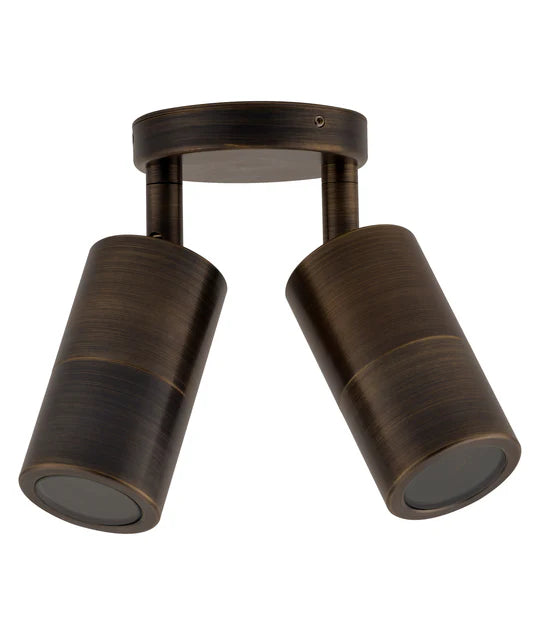 GU10 Exterior Wall Pillar Spot Lights (Rustic Brass) IP65