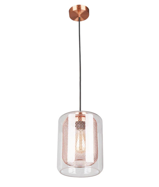 TONO: Mesh Internal & Clear Glass Oblong Pendant Lights